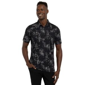 Travis Mathew The Riegel Cotton Blend SS Polo with Gray Leaf Print XXL